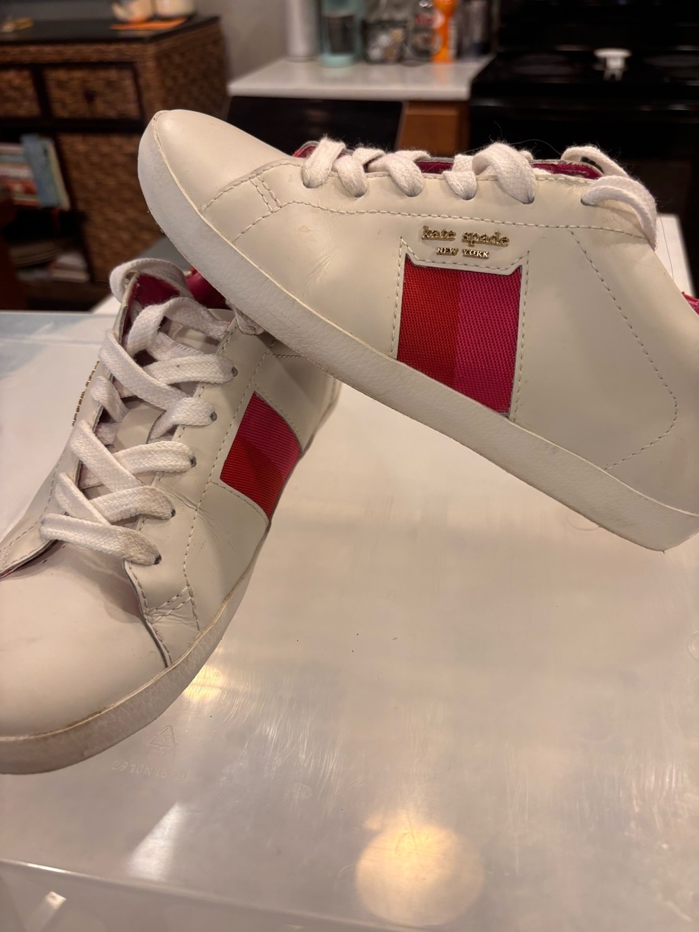 ♠️Kate Spade Flash Sneakers, Optic White / Heirloom Tomato